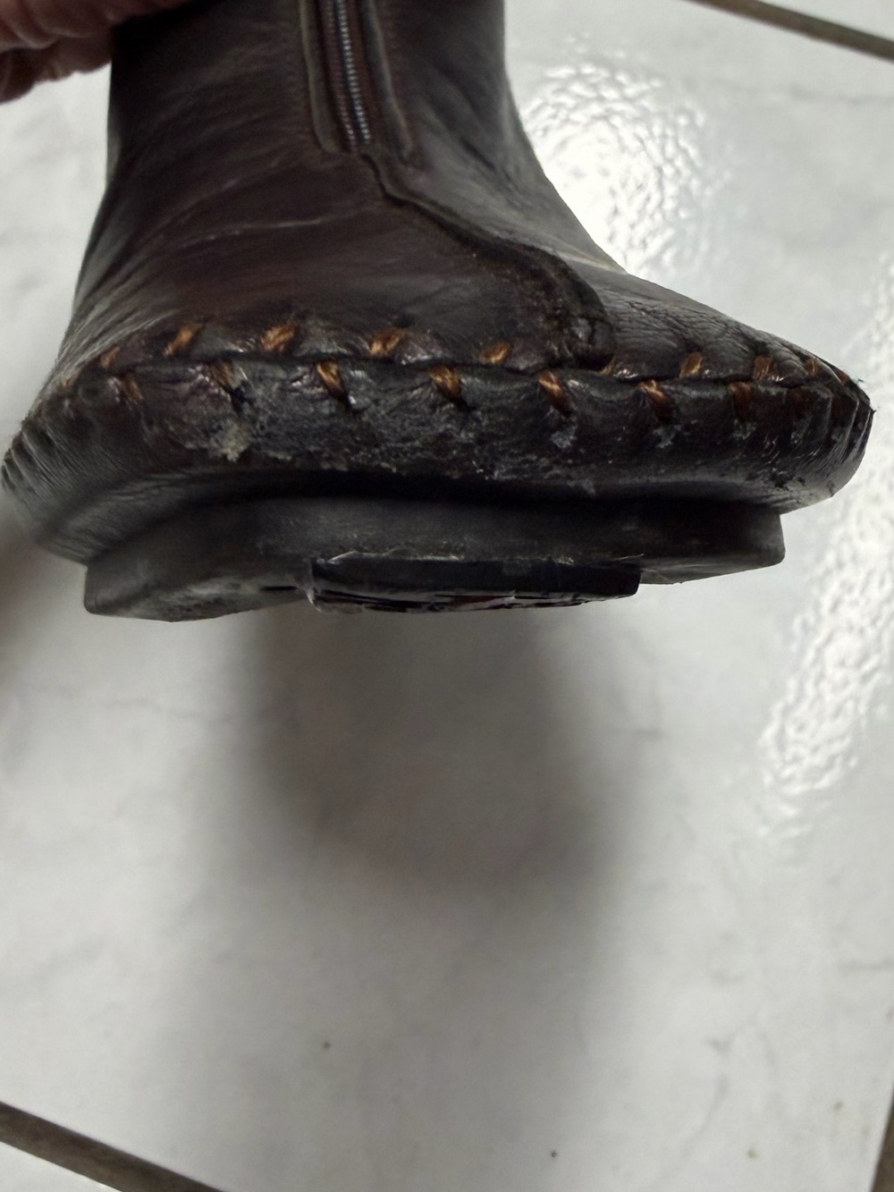 Donald J Pliner Brown Leather Zip Slip On Witchy Dark Academia Minimalist - Picture 14 of 15